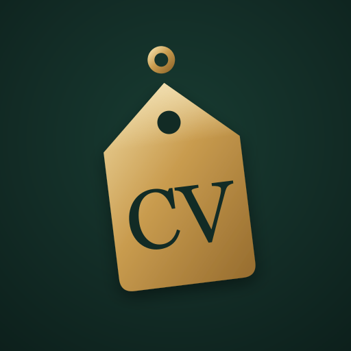 Marca do ClariValor: etiqueta de preço dourada com as iniciais CV